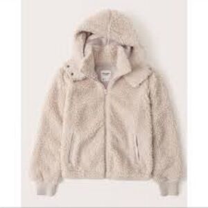 Abercrombie & Fitch Cream Teddy Jacket with Hood